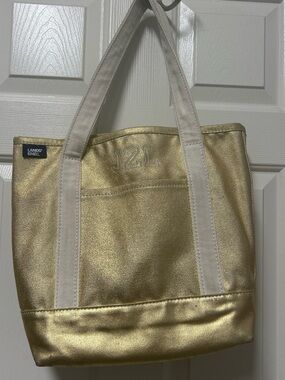 Metallic gold lands end tote